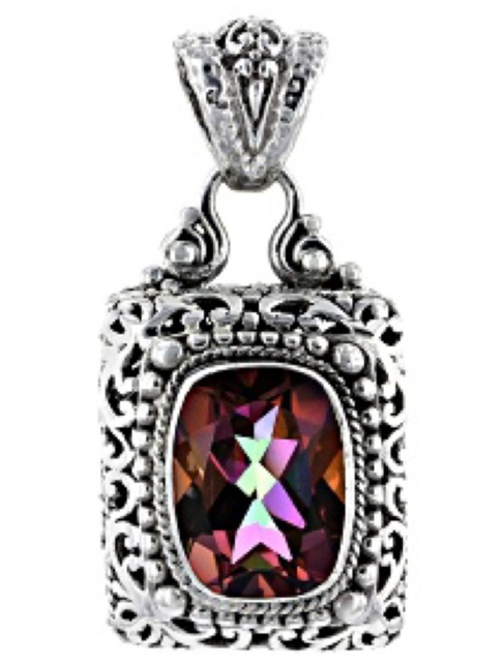 Sarda Sterling Silver and Mystic Quartz Pendant